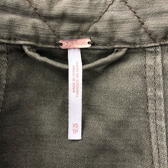 Free People Olive Green Not Your Brothers Cargo Style Jacket Coat - Picture 10 of 12